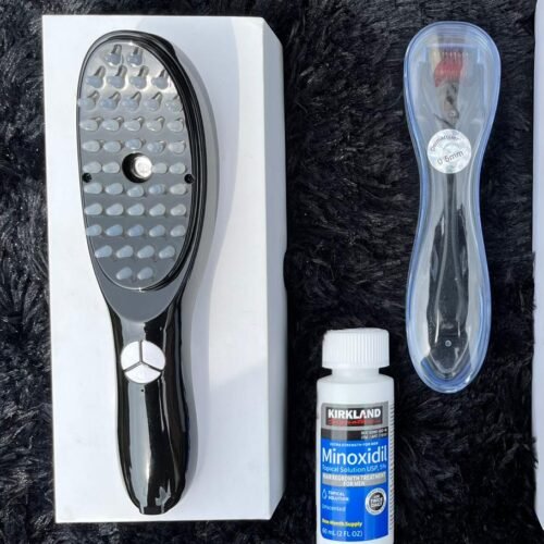 Combo Capilar Premium – Cepillo Terapia + Derma Roller + Minoxidil (+ Cepillo Masajeador Gratis)